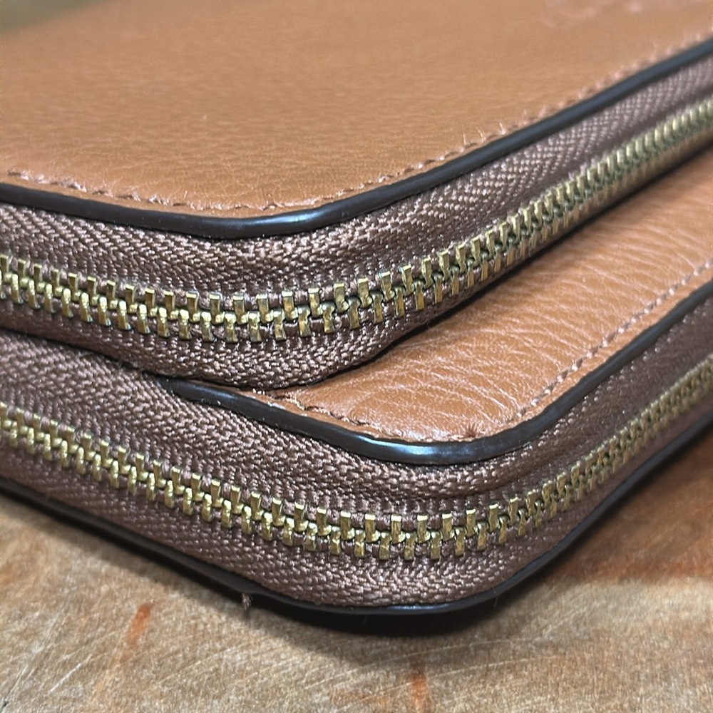 COACH Double Zip Accordion Pebble Leather Wallet - Picture 8 of 16